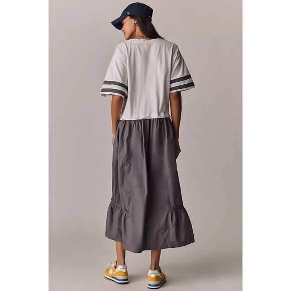 Daily Practice Anthropologie Striped Print Maxi Shirt Dress Ivory S New 285388 - Picture 3 of 9